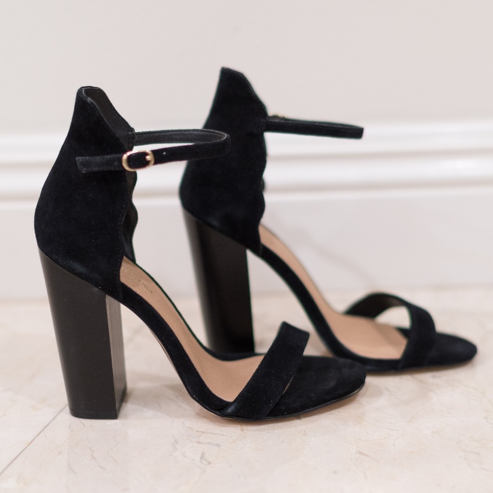 Saks Fifth Ave Scalloped Suede Heels